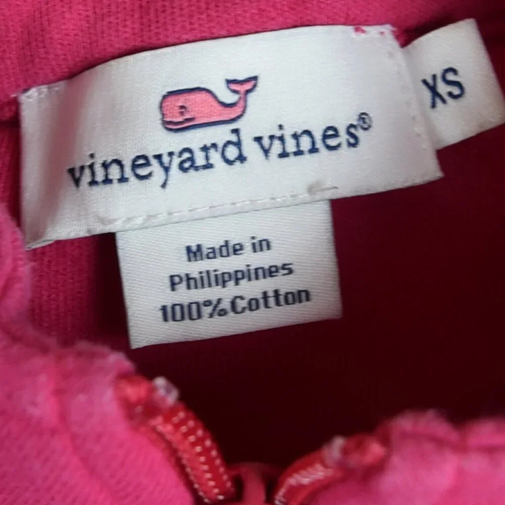 Vineyard Vines || Vivid Pink Stripes Quarter Zip Performance Sweater XS - Picture 7 of 7